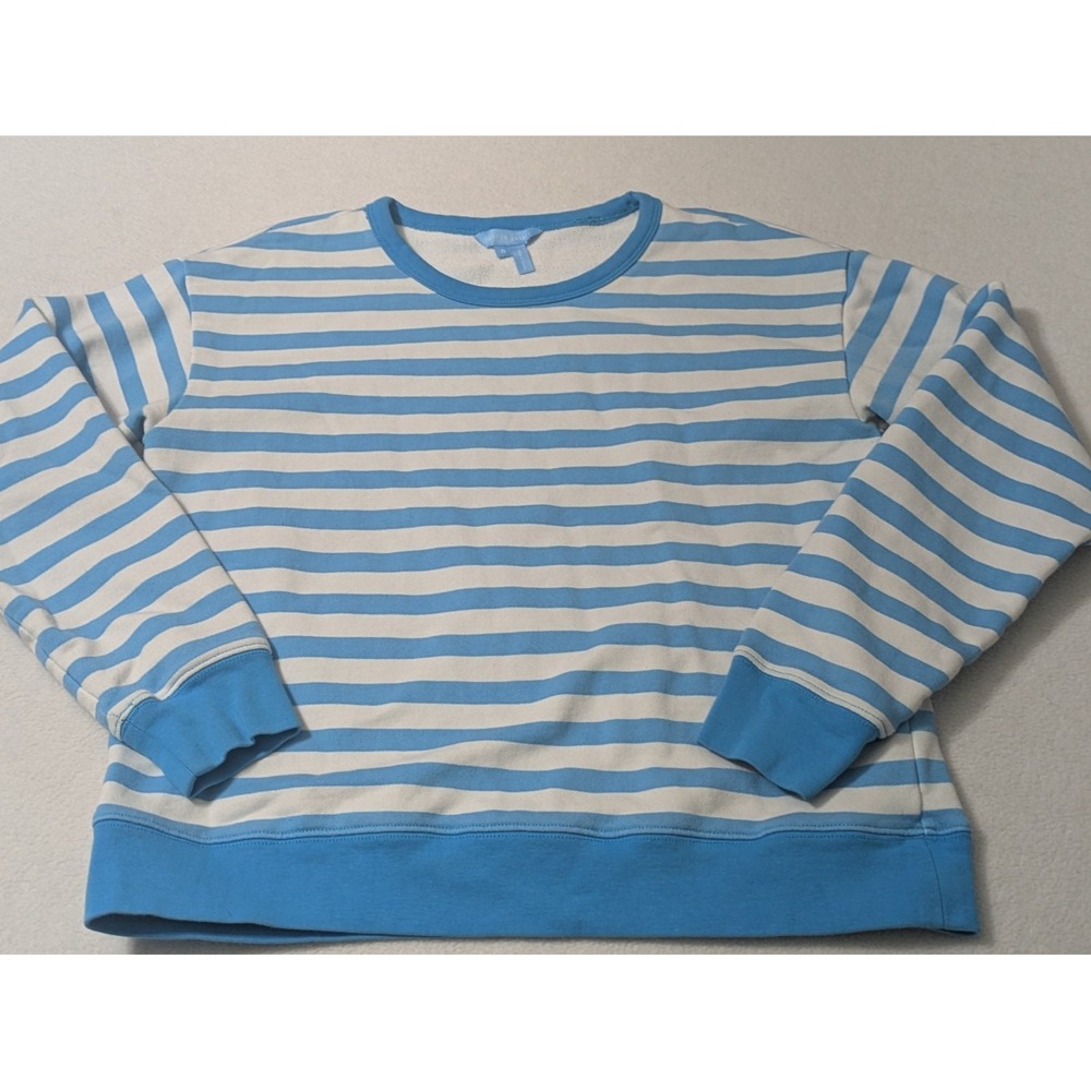 Draper James Sweatshirt Kelsea Sz Sm Blue Teal Awning Stripe Preppy Top Pullover